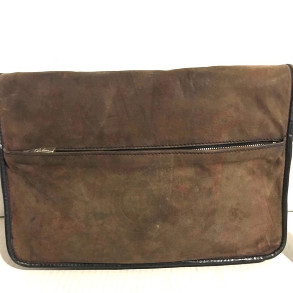 Cole haan unisex Brown distressed Leather Messenger Bag - Picture 4 of 10